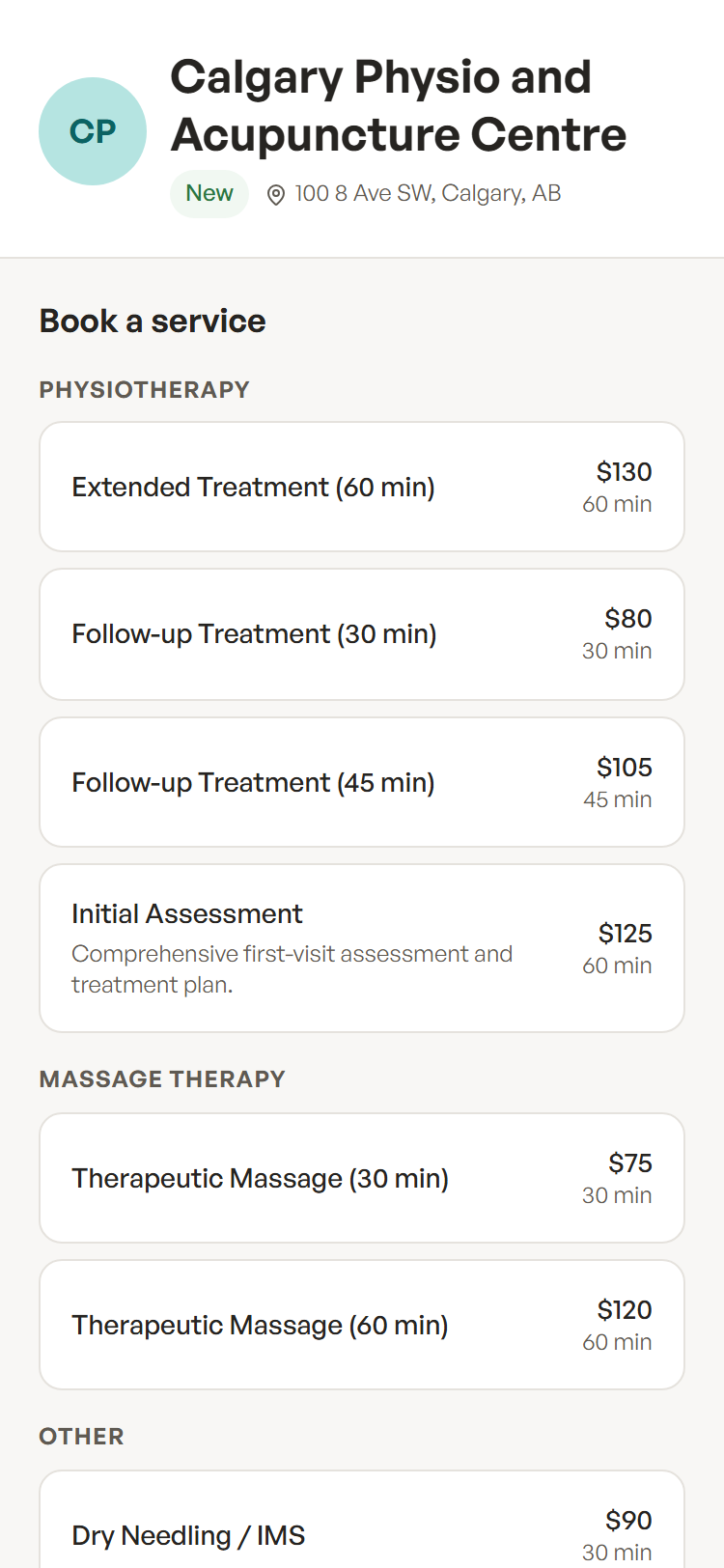 Public booking flow on mobile