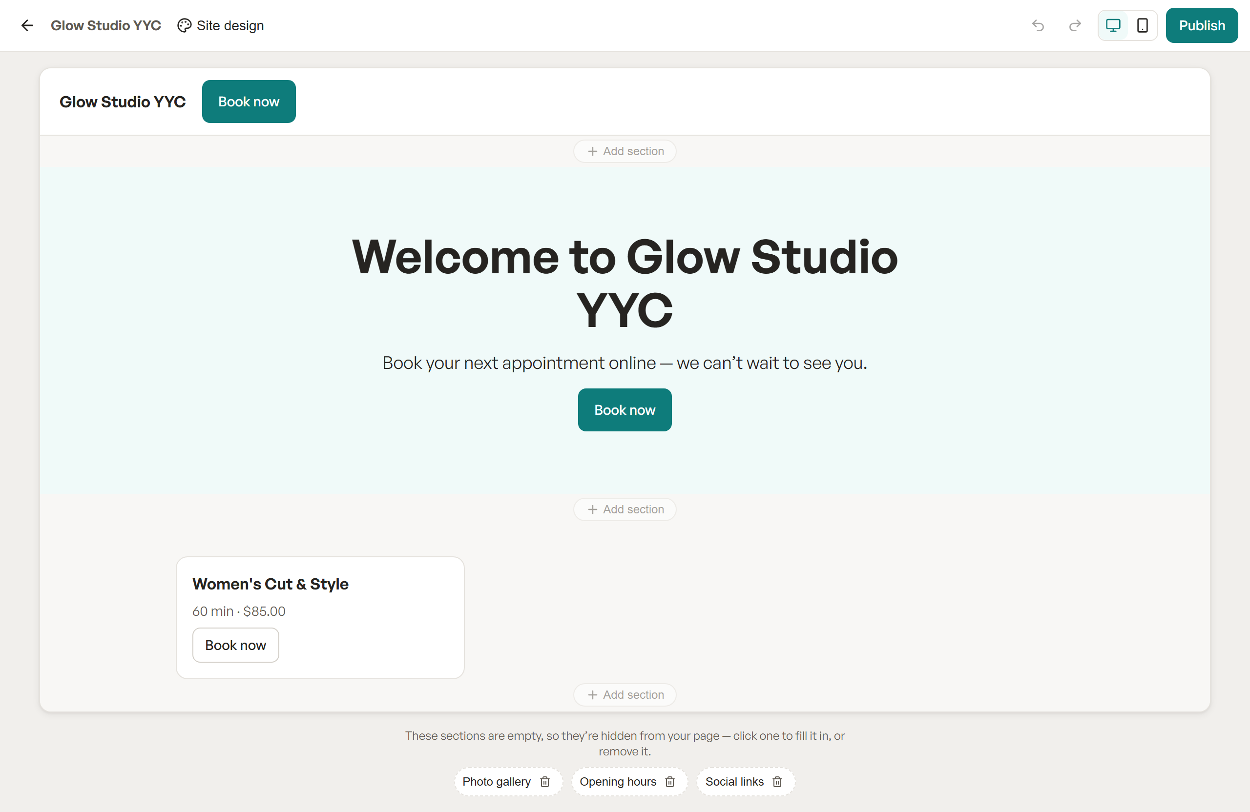 Website Studio — drag-and-drop editor